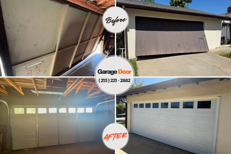 Before and after: garage door repair South Venice, FL